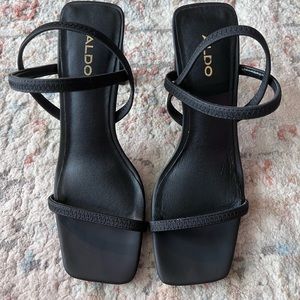 Black strappy square toe sandal